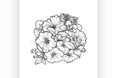 Vintage template with petunya flowers