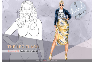 The  Leg Flash Plus Size 9 heads Fashion Figure Template
