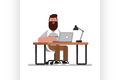 Man designer doing illustration on laptop