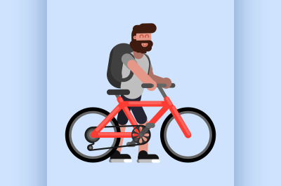 Man walks with bike