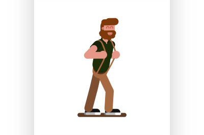 Red head man walking