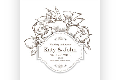 Vector invitation with callas flowers