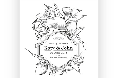 Vector invitation with callas flowers