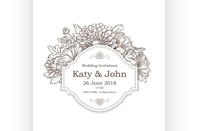 Vector invitation with chrysanthemum flowers