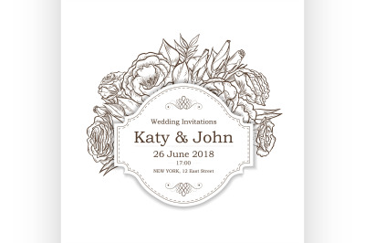 Vector invitation with lisianthus flowers