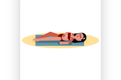 Woman laying on beach