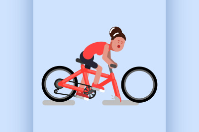 Woman rides the bike