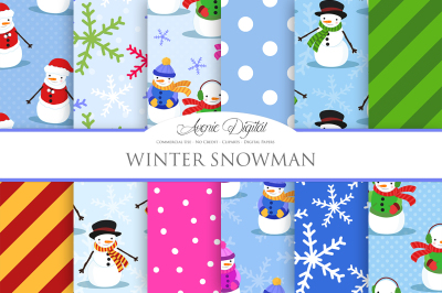 Christmas Snowman Digital Paper
