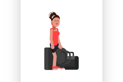 Woman with traveling bags waiting