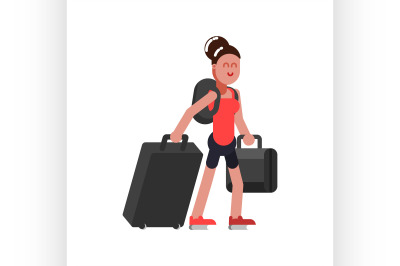 Woman with traveling bags