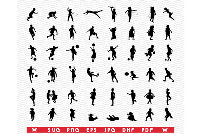 SVG &nbsp;Children playing, Silhouettes digital clipart