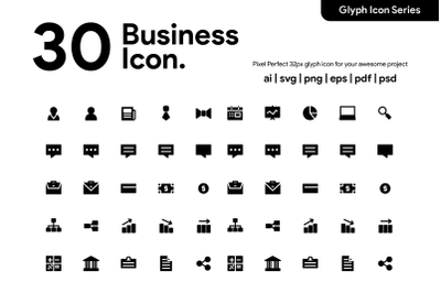 30 Business &amp; Finance Glyph Icon