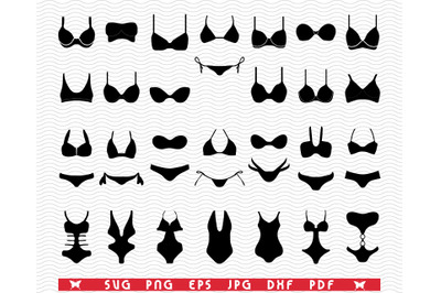 SVG &nbsp;Swimwears Bikinis, Silhouettes digital clipart