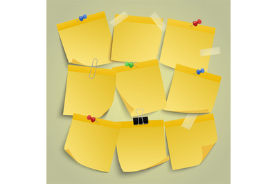 Yellow paper notes. Note memo stickers&2C; remind sticky business paper&2C;