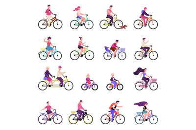 People riding bikes. Outdoor activities, group of people riding bicycl