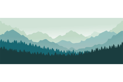 Mountains panorama. Forest mountain range landscape, blue mountains n