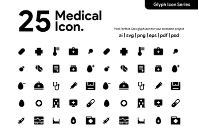 25 Medical Icon Glyph