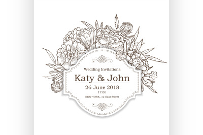 Vector invitation with marigold flowers