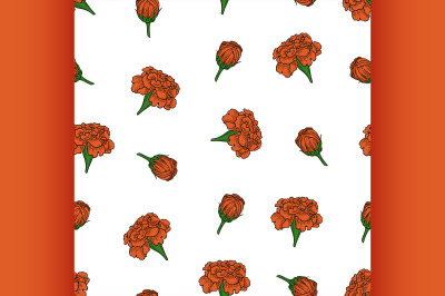 Vector color seamless pattern of marigold flowers