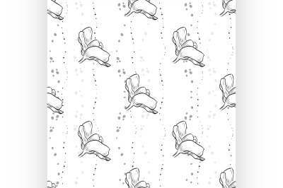 Vector orchid seamless pattern of flowers