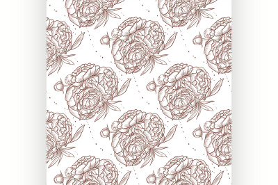 Vector seamless pattern of peony bouquet