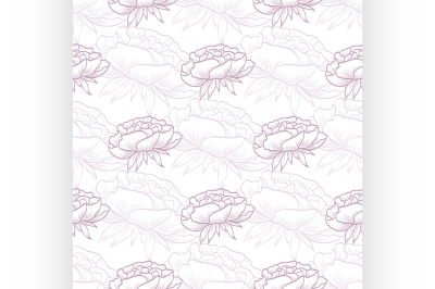 Vector seamless pattern of peony flowers