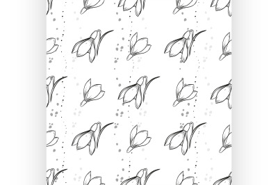 Vector snowdrop seamless pattern
