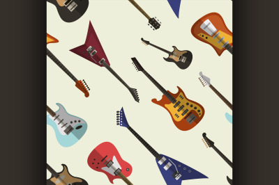 Set of bright electric guitars pattern