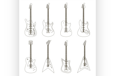 Set of bright electric guitars