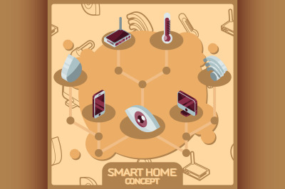 Smart home color concept isometric icons