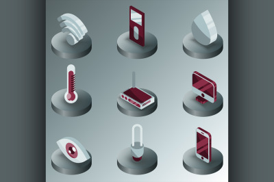Smart home color isometric icons