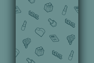 Valentines day outline isometric pattern