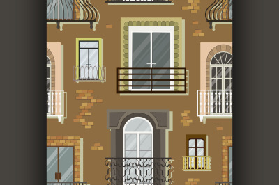 Window forms icons set balcony pattern