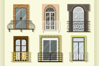 Window forms icons set balcony