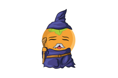 Persimmon Fruit Wizard Cartoon Character