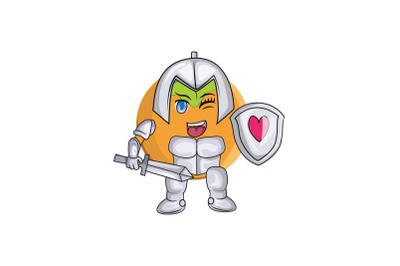 Persimmon Fruit Knight Cartoon Character