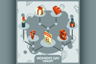 Womens day color concept isometric icons