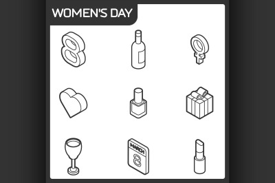 Womens day isometric icons
