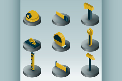 Work shop color isometric icons