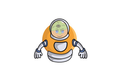 Persimmon Fruit Astronaut Cartoon Character