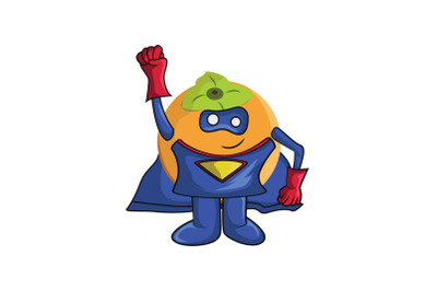 Persimmon Fruit Superhero Cartoon Character