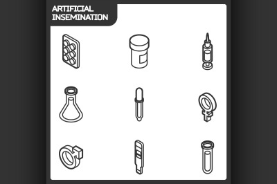 Artificial insemination outline isometric icons