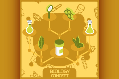 Biology color concept isometric icons