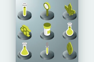 Biology color isometric icons
