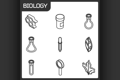 Biology outline isometric icons