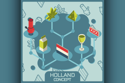 Holland color concept isometric icons