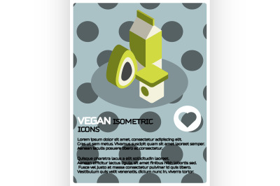 Vegan life color isometric poster