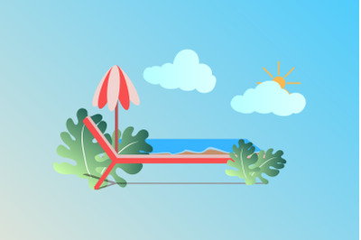 Summer Flat Illustration with a Summer Vacation View