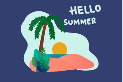 Flat Illustration of Summer scenery