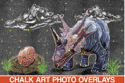 Dinosaurs Chalk art overlays, Dinosaur illustration